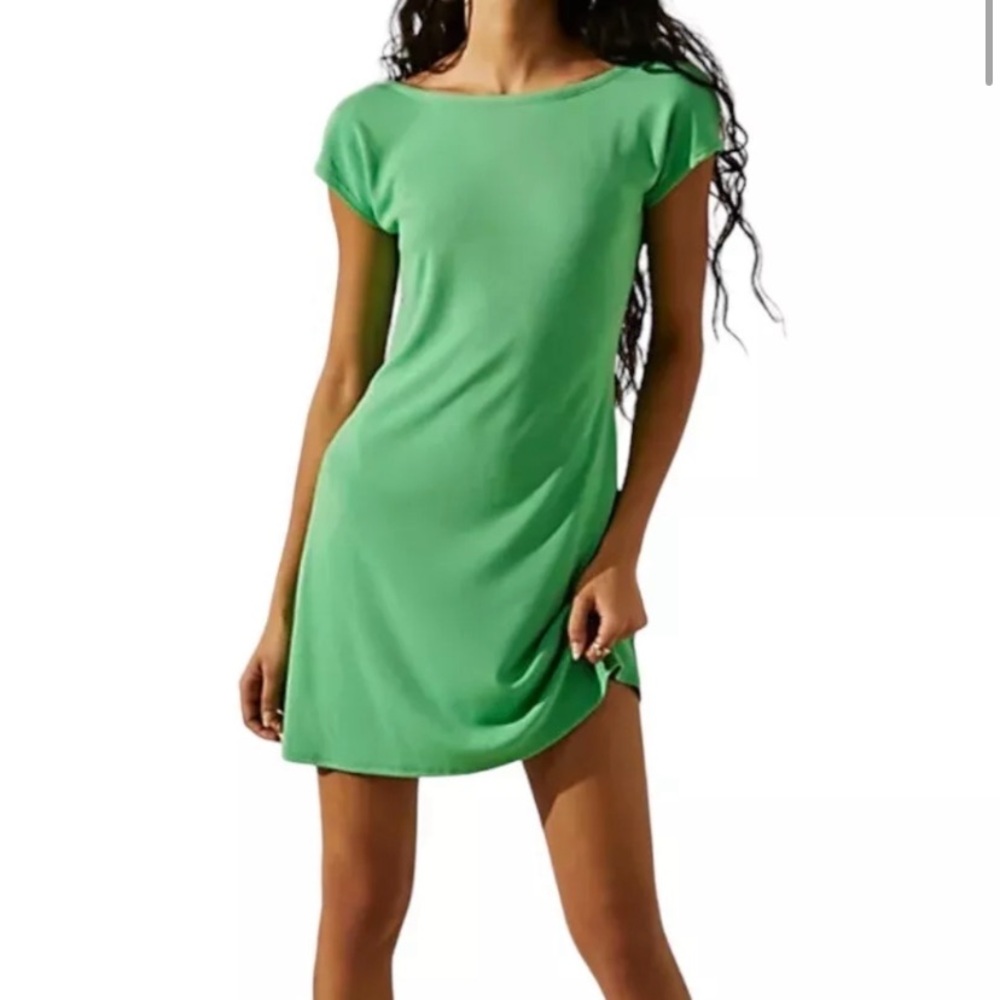 Free People Beach Green short sleeve mini dress with low back size large